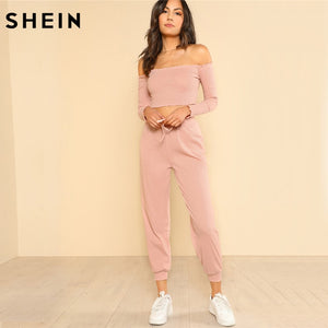 SHEIN Conjunto y pantalón de 2 piezas para mujer Conjunto informal par –  Imagina Tendencia