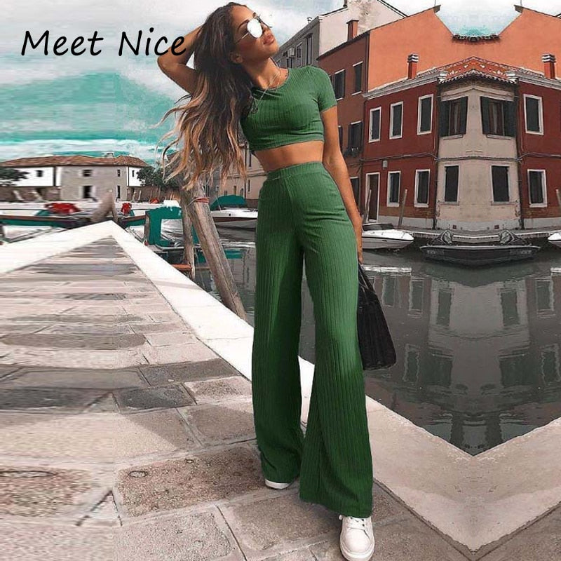 2 Conjunto de dos piezas Conjunto de pantalón corto y cuello alto acanalado para mujer Conjunto de chándal de manga corta de otoño sexy Conjunto de mujeres Feminino 2019