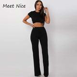 2 Conjunto de dos piezas Conjunto de pantalón corto y cuello alto acanalado para mujer Conjunto de chándal de manga corta de otoño sexy Conjunto de mujeres Feminino 2019
