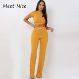 2 Conjunto de dos piezas Conjunto de pantalón corto y cuello alto acanalado para mujer Conjunto de chándal de manga corta de otoño sexy Conjunto de mujeres Feminino 2019