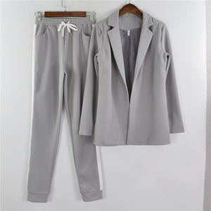 c2019 Primavera Otoño Mujeres 2 piezas Conjuntos Raya Sudadera empalmada Hasta el tobillo Pantalones harén Chándales de gran tamaño Sudaderas con capucha Trajes